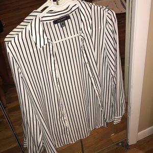 Striped, light weight, long sleeve work blouse